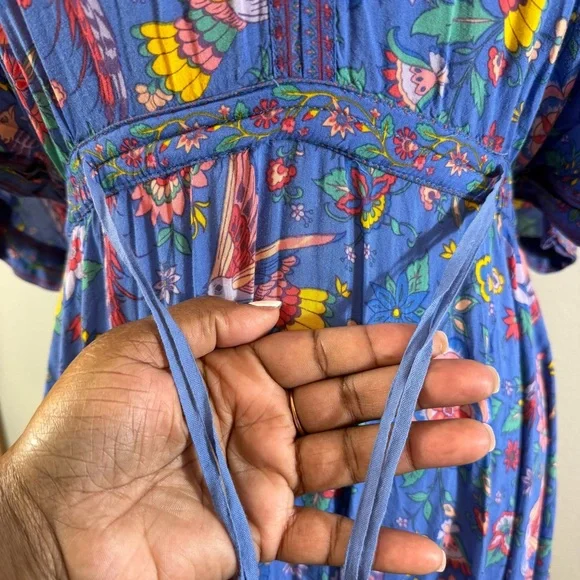 Spell Lovebird Half Moon Gown Deep Sky Blue Maxi Dress Size M Boho Festival - Picture 11 of 15